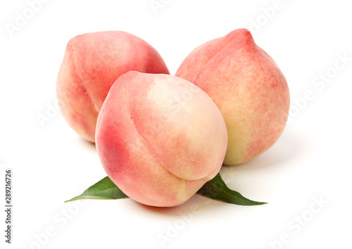 ripe peach on white background 