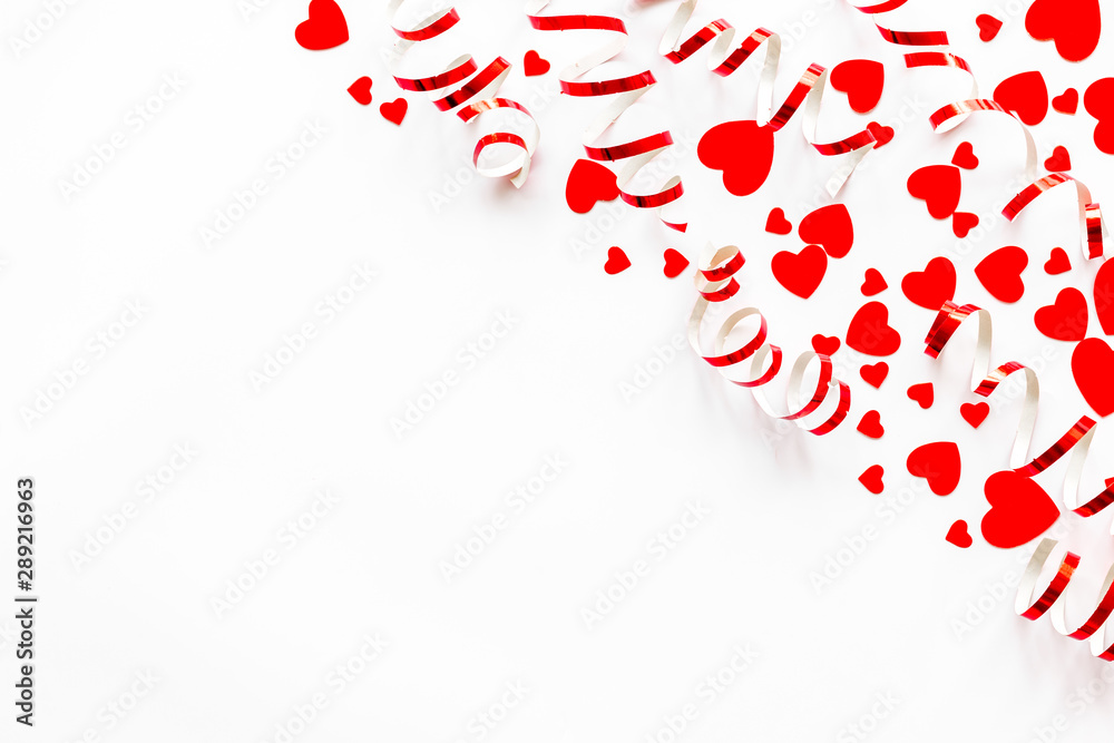 Frame with hearts for present carts design on white background top view copyspace Frame with hearts for present carts design on white background top view copyspace