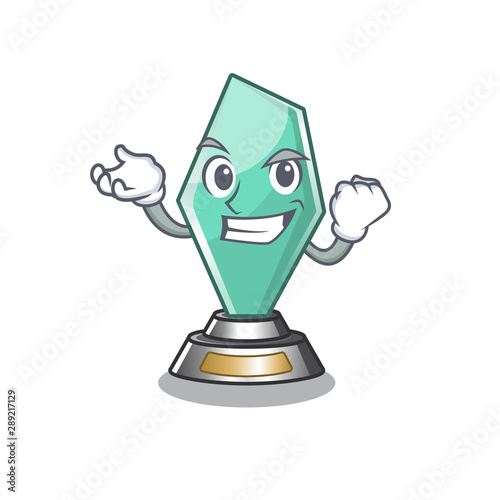 Successful acrylic trophy isolated with the mascot