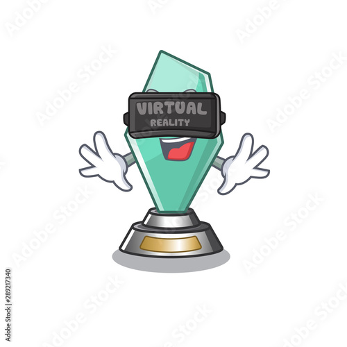 Virtual reality acrylic trophy mascot on a cartoon