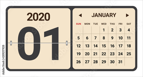 January 2020 monthly calendar vector illustration