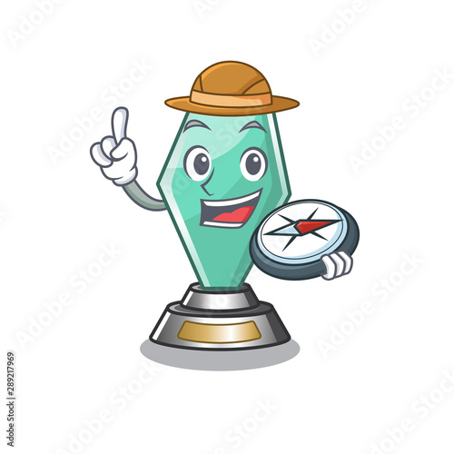 Explorer acrylic trophy mascot on a cartoon