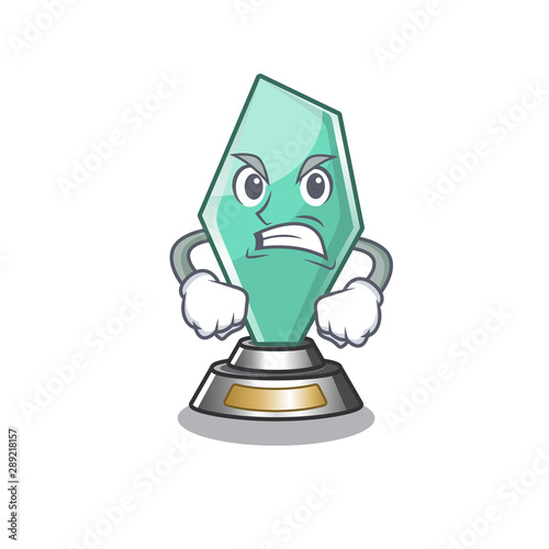 Angry acrylic trophy mascot on a cartoon