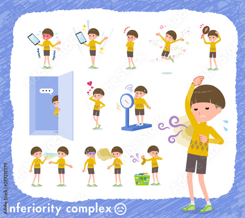 flat type Yellow clothes Bob hair boy_complex