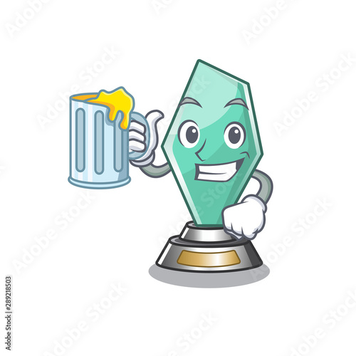 With juice acrylic trophy mascot on a cartoon