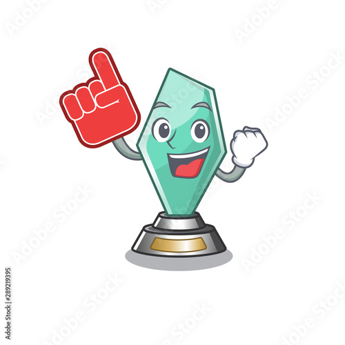 Foam finger acrylic trophy stored in cartoon drawer