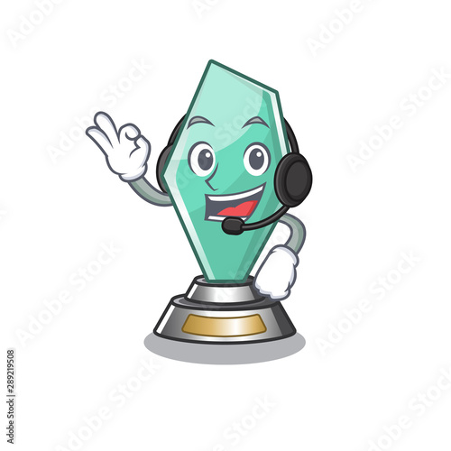 With headphone acrylic trophy stored in cartoon drawer