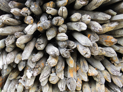 Close up of a woodpile