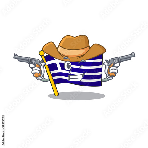 Cowboy flag greece isolated in the character
