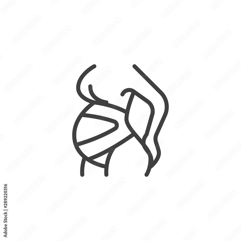 Pregnancy bandage line icon. linear style sign for mobile concept and web design. Orthopedic bandage for pregnant woman outline vector icon. Symbol, logo illustration. Vector graphics Pregnancy bandage line icon. linear style sign for mobile concept and web design. Orthopedic bandage for pregnant woman outline vector icon. Symbol, logo illustration. Vector graphics
