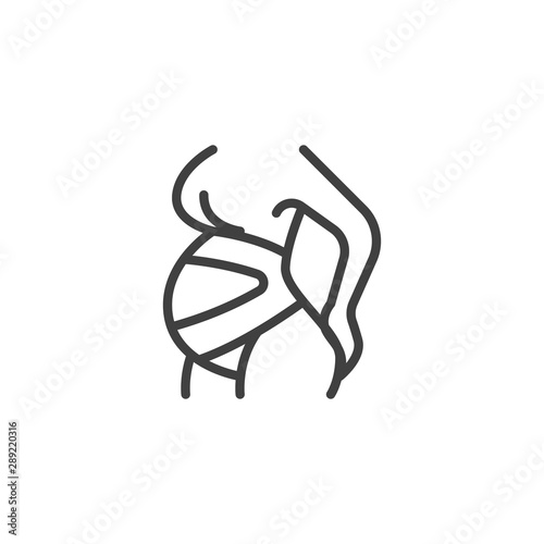 Pregnancy bandage line icon. linear style sign for mobile concept and web design. Orthopedic bandage for pregnant woman outline vector icon. Symbol, logo illustration. Vector graphics