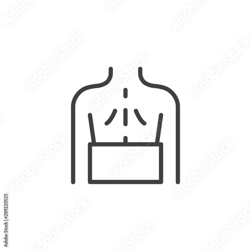 Orthopedic support belt line icon. linear style sign for mobile concept and web design. Lumbar brace outline vector icon. Symbol, logo illustration. Vector graphics