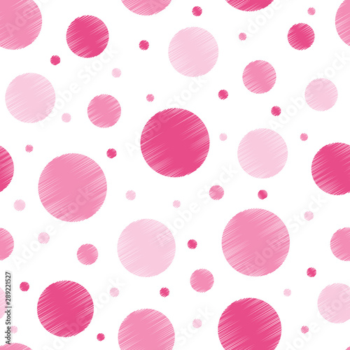 Pastel pink scribble polka dots vector seamless