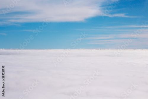 White clouds view on bright blue sky background , copy space