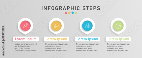 Timeline infographics design vector and marketing icons can be used for workflow layout, diagram, annual report, web design. Business concept with 4 options, steps or processes.