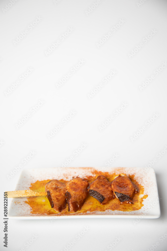 skewer, octopus with paprika, typical tapa in galicia spain skewer, octopus with paprika, typical tapa in galicia spain