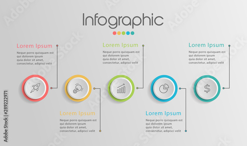 Timeline infographics design vector and marketing icons can be used for workflow layout, diagram, annual report, web design. Business concept with 5 options, steps or processes.