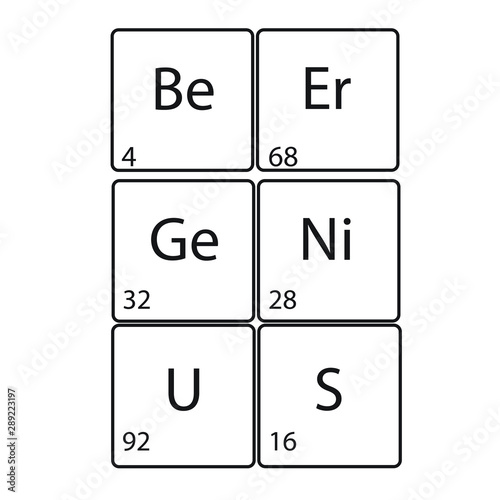 Genius,beer, periodic table, text, vecctor illustration