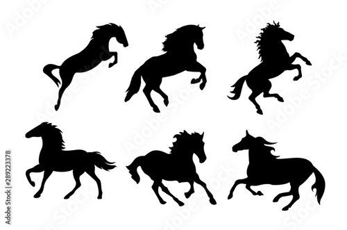 Running and jumping horse silhouette.