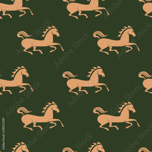 Decorate seamless pattern design with stylized horse.