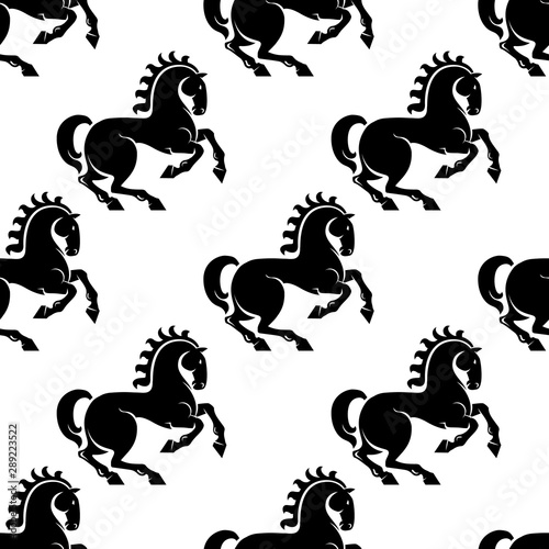 Decorate seamless pattern design with stylized horse.