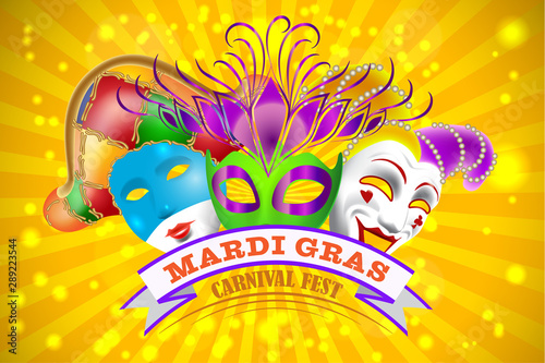 Decorate poster for traditional holiday Mardi Gras.
