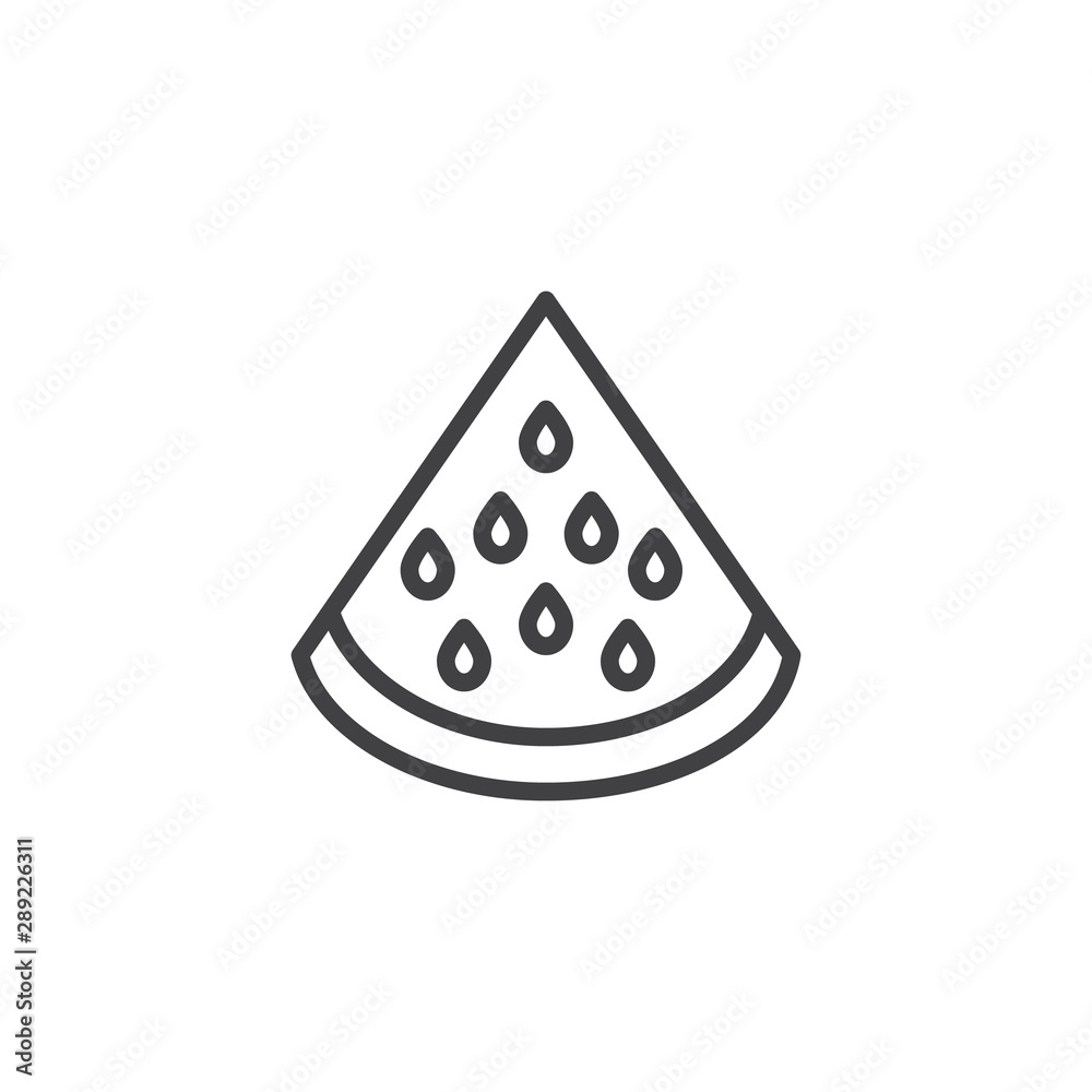 Watermelon fruit line icon. linear style sign for mobile concept and web design. Watermelon slice outline vector icon. Symbol, logo illustration. Vector graphics Watermelon fruit line icon. linear style sign for mobile concept and web design. Watermelon slice outline vector icon. Symbol, logo illustration. Vector graphics