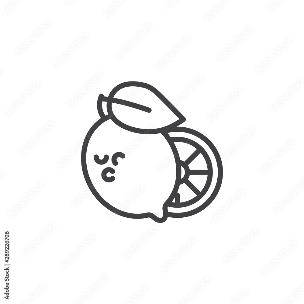 Lemon fruit line icon. linear style sign for mobile concept and web design. Lemon whole and slice outline vector icon. Symbol, logo illustration. Vector graphics