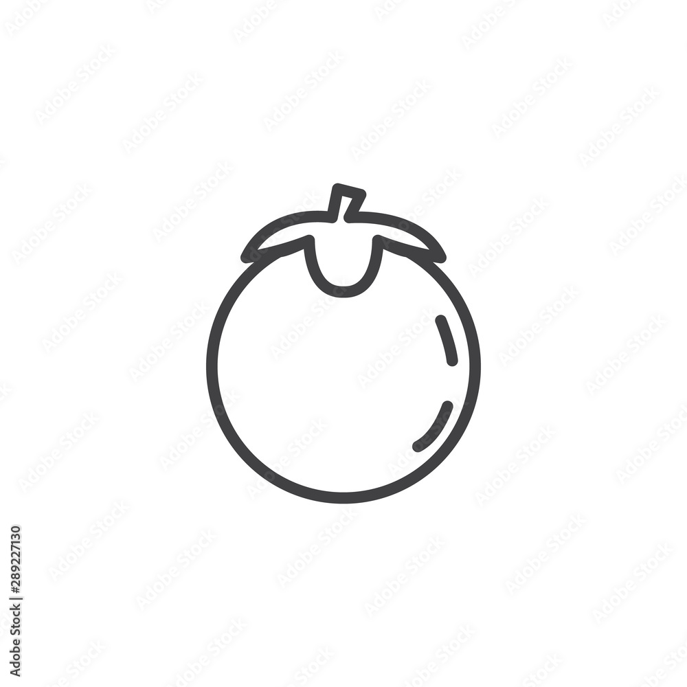 Persimmon with leaves line icon. linear style sign for mobile concept and web design. Persimmon Japanese Fruit outline vector icon. Symbol, logo illustration. Vector graphics Persimmon with leaves line icon. linear style sign for mobile concept and web design. Persimmon Japanese Fruit outline vector icon. Symbol, logo illustration. Vector graphics