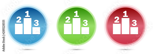 Podium icon glass round buttons set illustration