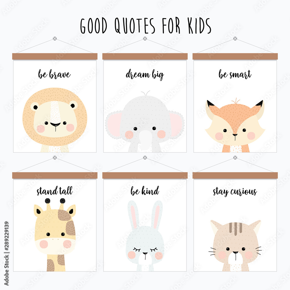 Cute Animal Design - Quotes For Kids Stock Vector | Adobe Stock Cute Animal Design - Quotes For Kids Stock Vector | Adobe Stock