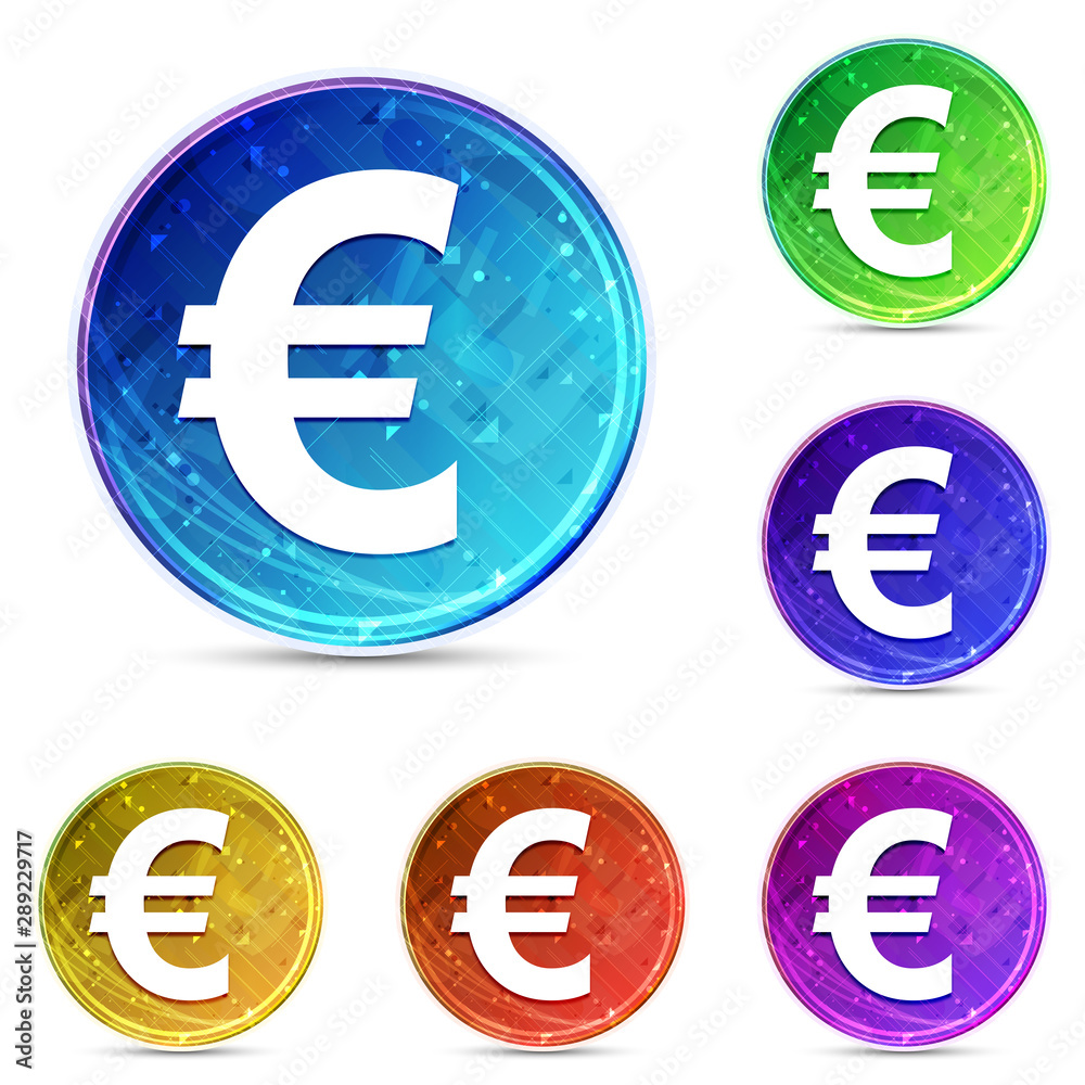 Euro sign icon digital abstract round buttons set illustration Euro sign icon digital abstract round buttons set illustration