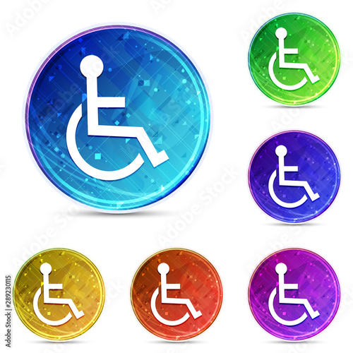 Wheelchair handicap icon digital abstract round buttons set illustration