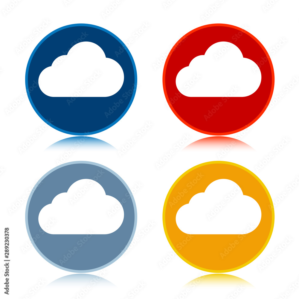 Cloud icon trendy flat round buttons set illustration design Cloud icon trendy flat round buttons set illustration design