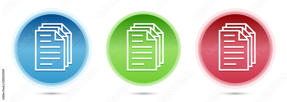 Page documents icon glass round buttons set illustration Page documents icon glass round buttons set illustration