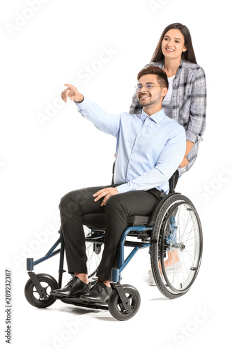 Young businessman in wheelc...