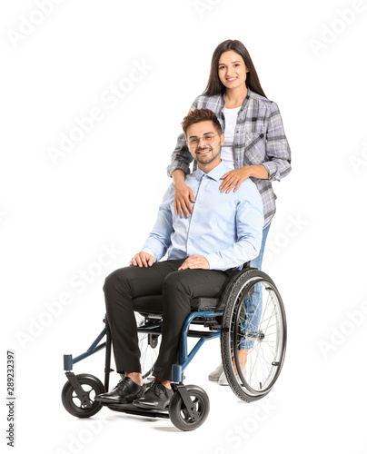 Young businessman in wheelc...