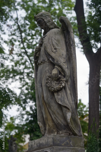 Sculpture of Angel at a Prague cemetery. Czech Republic. Sculpture elements. © darkfreya