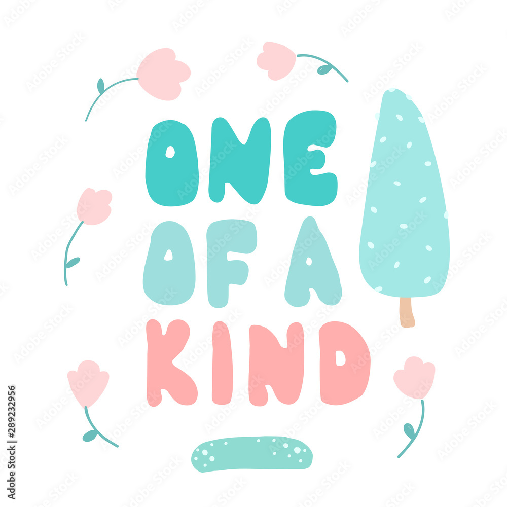 Gentle lettering One of a kind round letter, flat style, pastel colors.