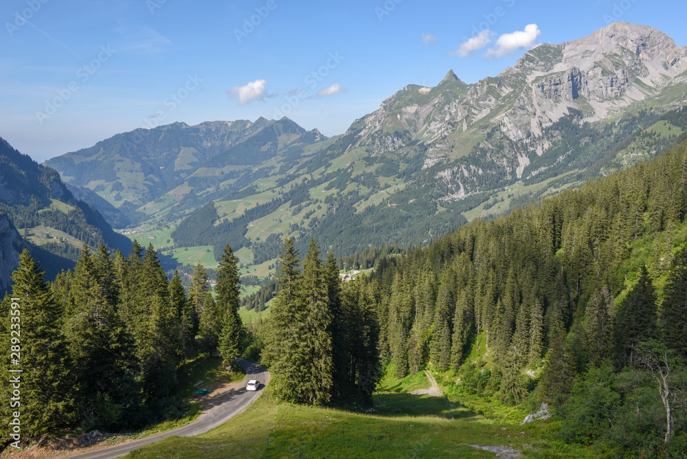 Landscape at the valley of Melchtal in the Swiss alps