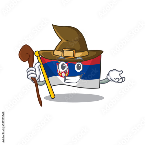 Witch flag serbia mascot shaped on cartoon