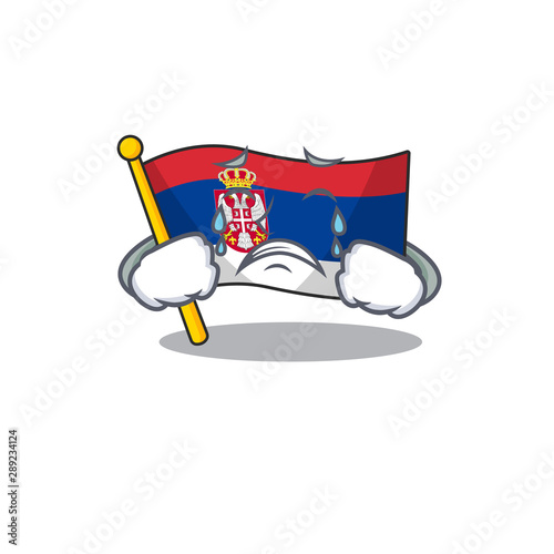 Crying flag serbia mascot shaped on cartoon