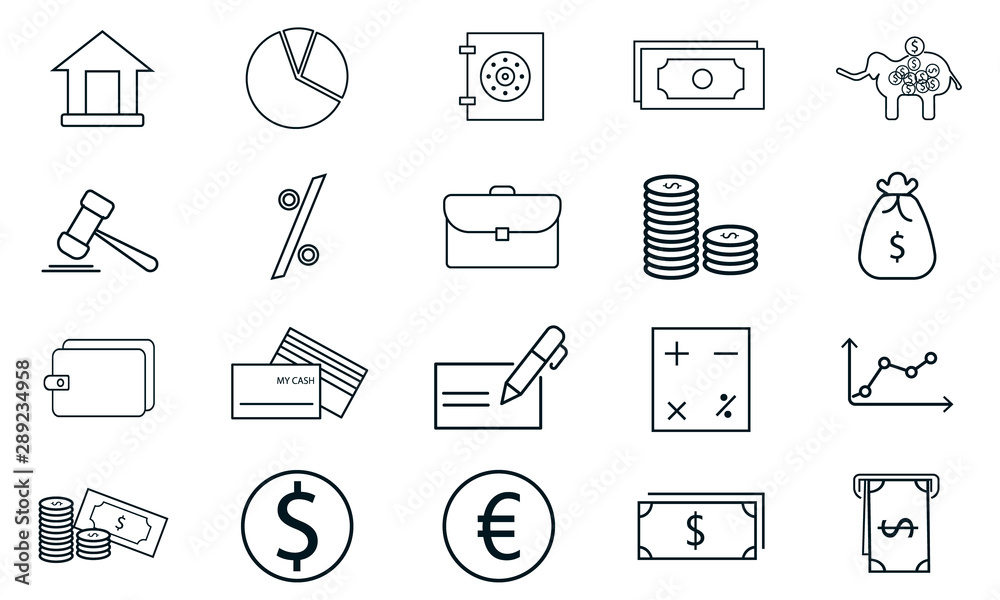 Finance vector icons flat style used for website.