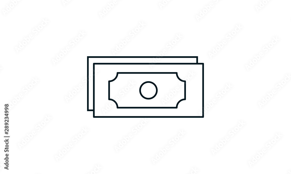 Money icon in flat style isolated on white background. Dollars symbol in black for your web site design, app, UI. Simple money abstract icon. Vector illustration.