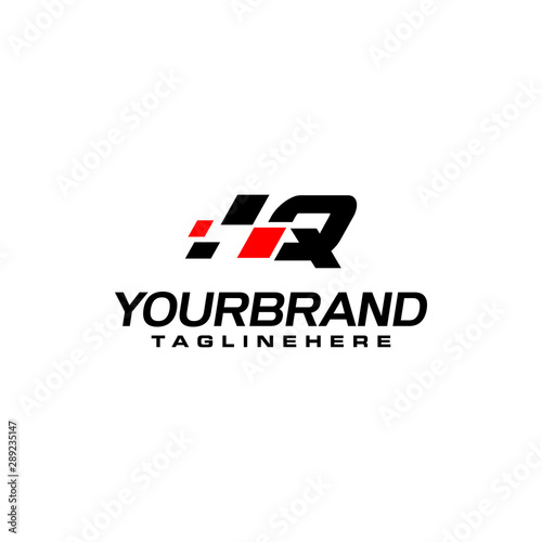 Auto speed letter Q with race element logo template vector