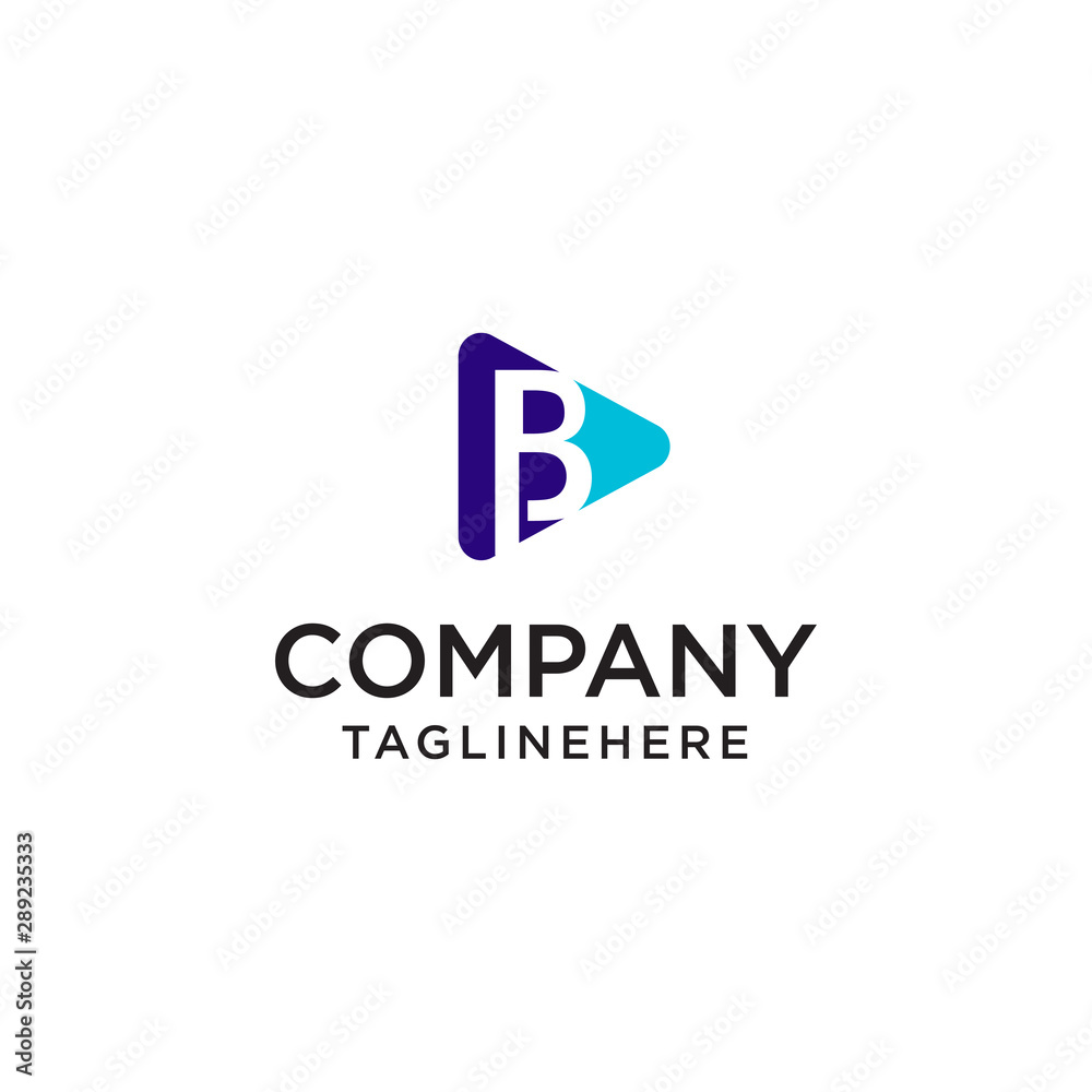 Play Media letter B logo design concept template
