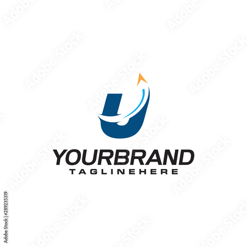initial letter U logo with arrow shape, letter B travel business logo template