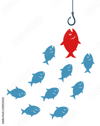Red fish going to hook