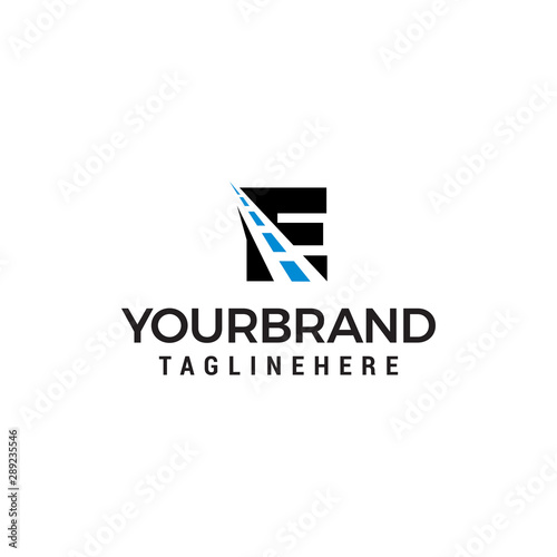 E letter road way logo creative design template