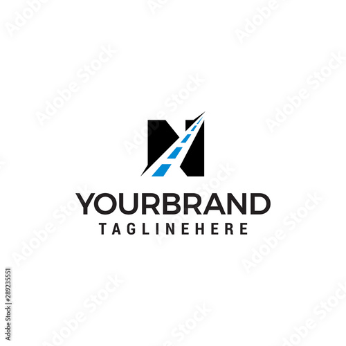 N letter road way logo creative design template